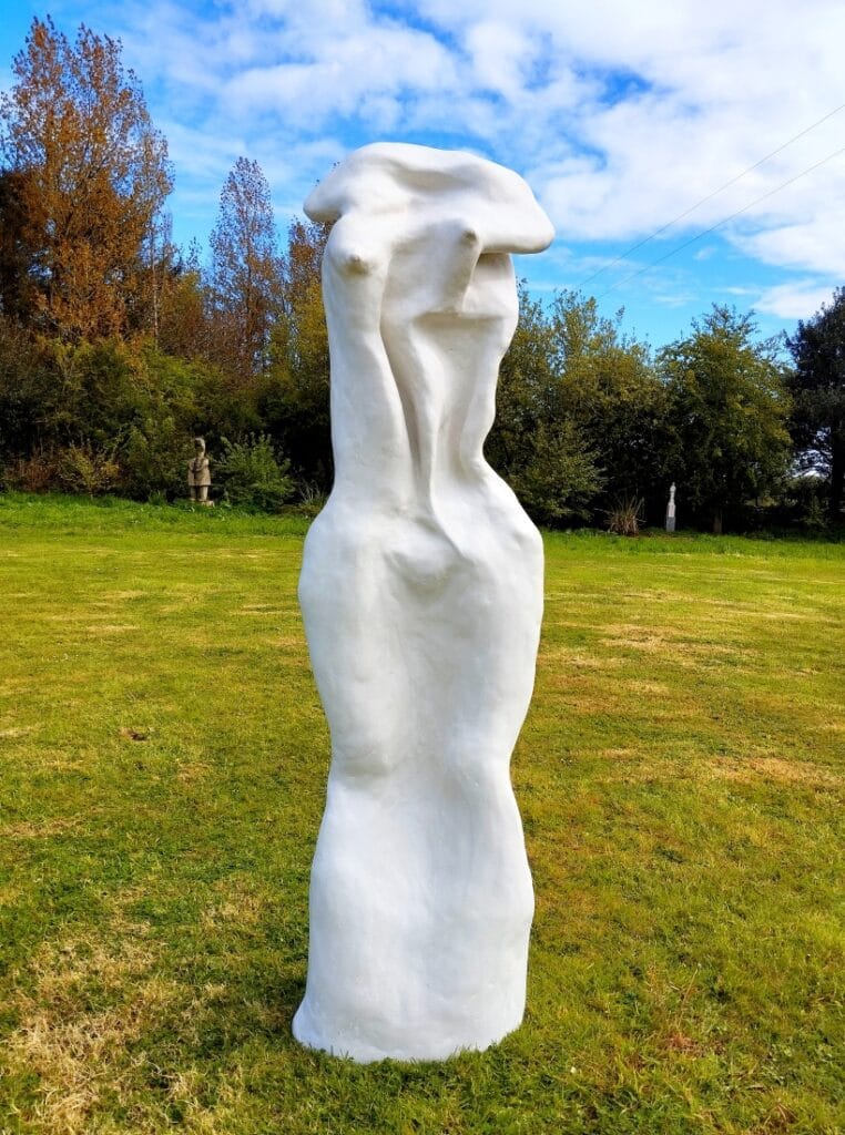 Contemporary unique Garden sculpture Surreal Sculpture inspired by the beauty of female body shape , created by artist Valeriu Cazacevschi