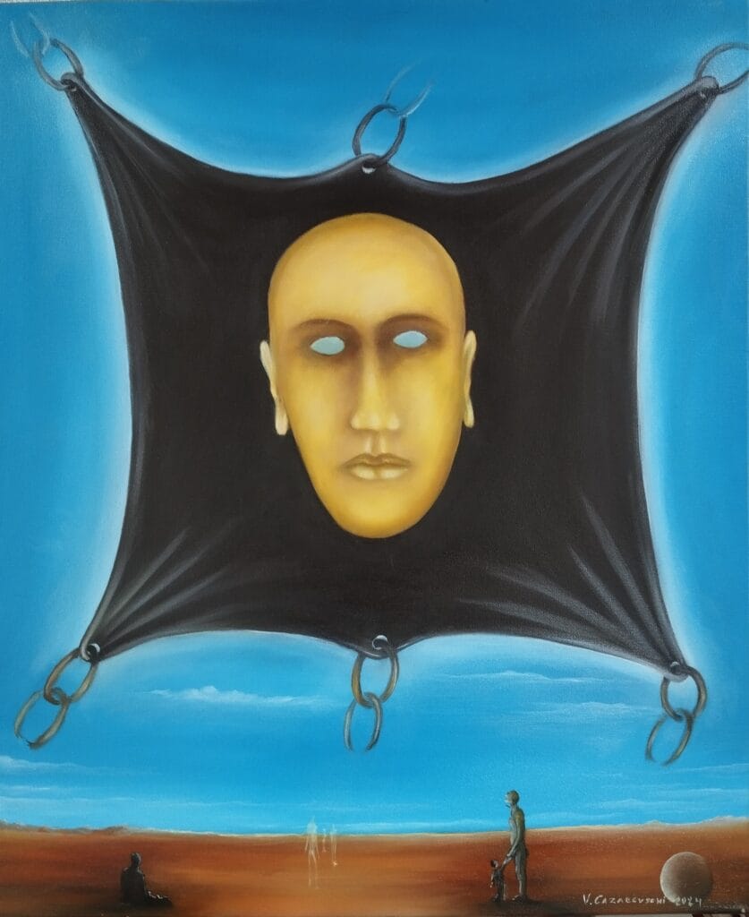 A mesmerizing contemporary surrealist painting by Valeriu Cazacevschi, featuring dreamlike imagery and rich textures, exemplifying modern European fine art.