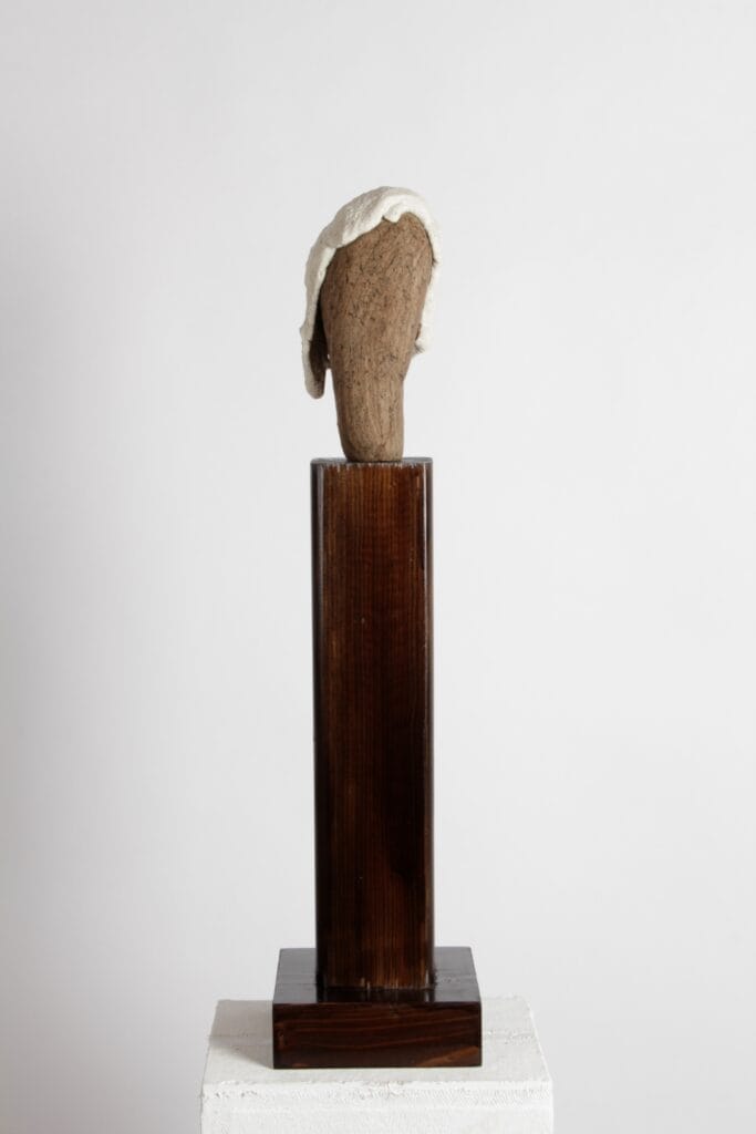 A striking abstract sculpture by Valeriu Cazacevschi, showcasing modern handcrafted contemporary art with fluid, organic shapes.