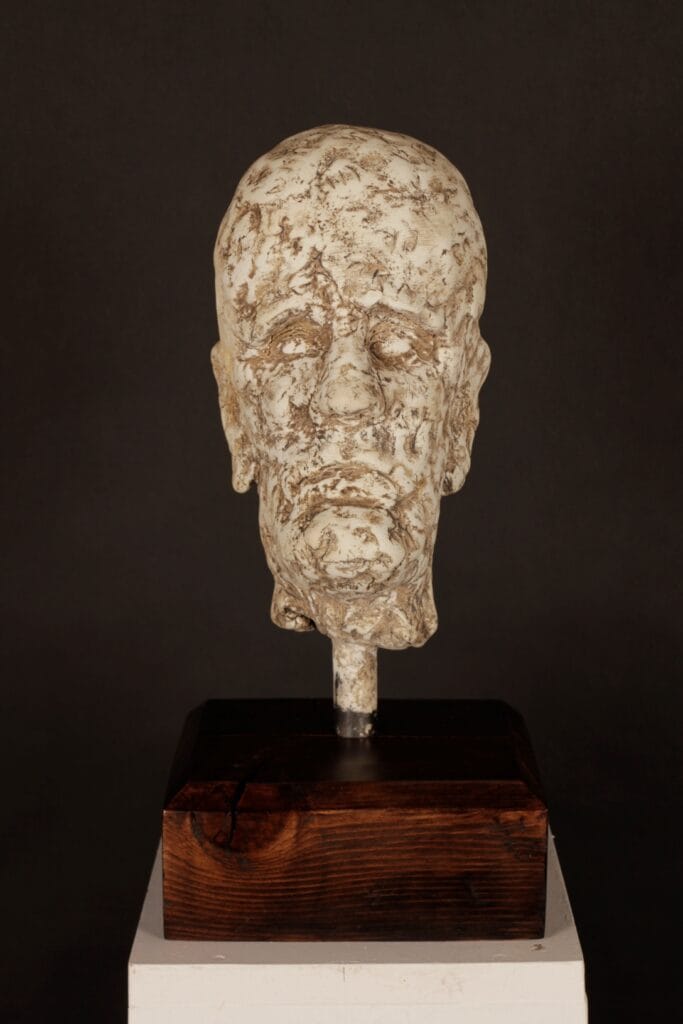 A striking sculpture by Valeriu Cazacevschi, showcasing modern handcrafted contemporary art with fluid, organic shapes.