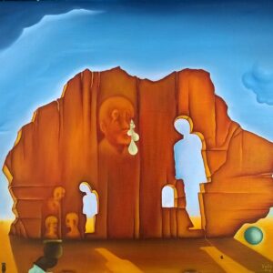 A mesmerizing contemporary surrealist painting by Valeriu Cazacevschi, featuring dreamlike imagery and rich textures, exemplifying modern European fine art.